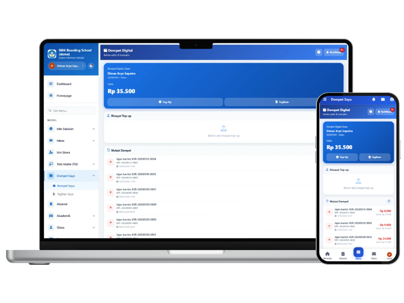 Screenshot Sistem Dompet Digital Siswa — SISAP