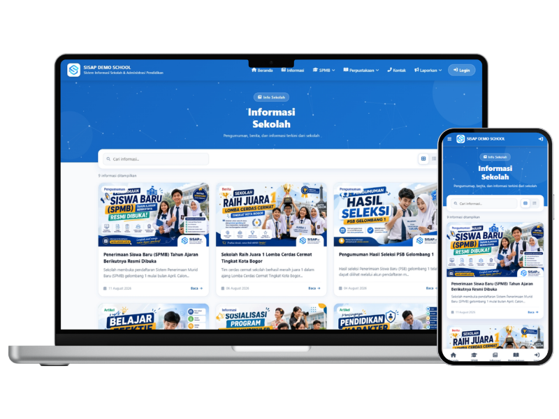 Screenshot Sistem Informasi & Artikel Sekolah — SISAP