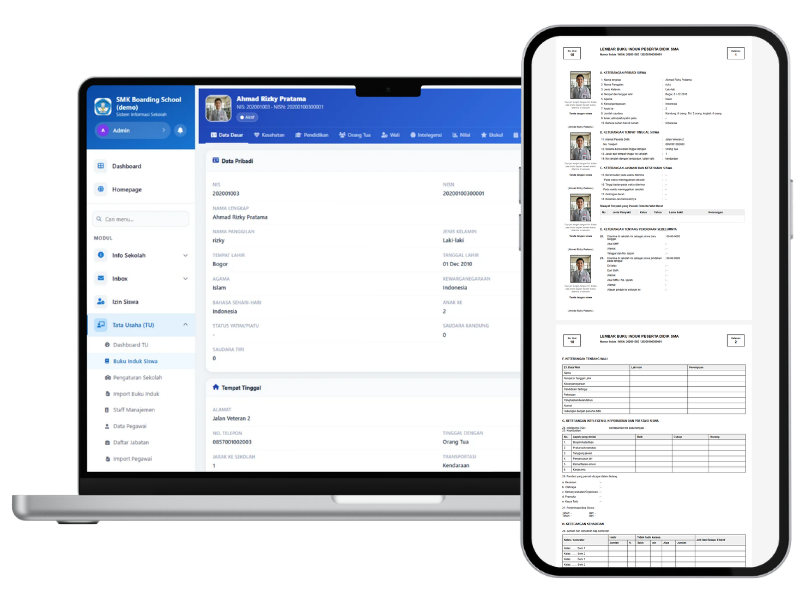 Screenshot Sistem Buku Induk Siswa — SISAP