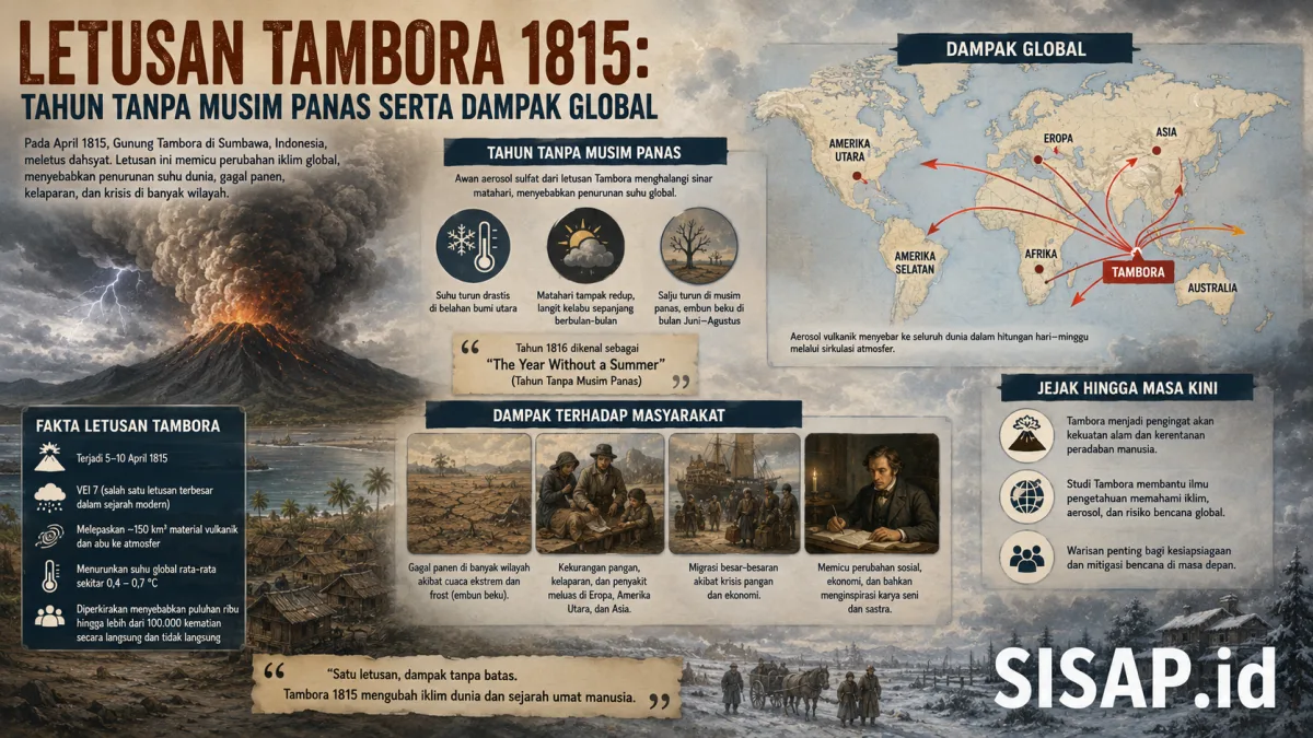 Letusan Tambora 1815: Tahun Tanpa Musim Panas serta Dampak Global
