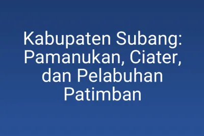 Kabupaten Subang: Pamanukan, Ciater, dan Pelabuhan Patimban